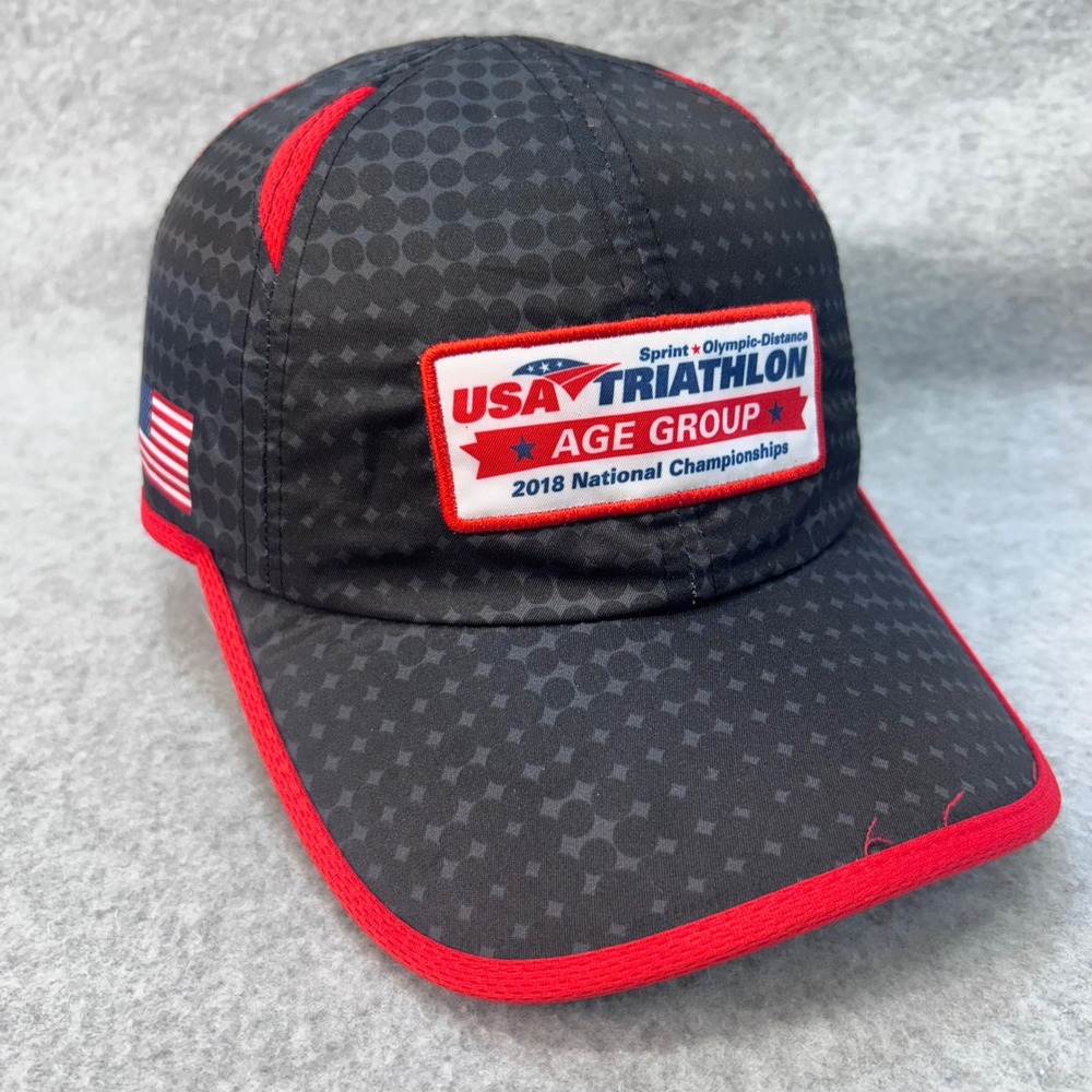 USA Triathlon Age Group Mens Black Boco Gear Technical Running Hat 2018 OSFM